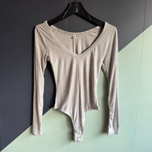 Alexander Wang x Uniqlo Heattech Ribbed Long Sleeve Bodysuit, Grey, Size XS, EUC